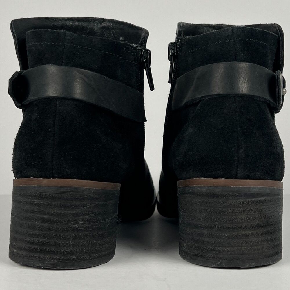 Korks Sonya Women’s Sz 9 M Black Nubuck & Distressed Suede Zip Up Ankle Bootie - Picture 4 of 10